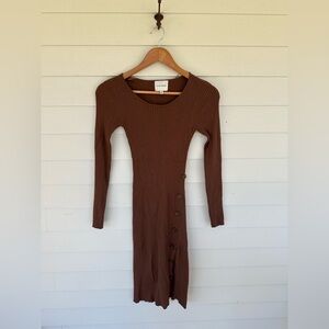 Pink Rose Chocolate Long Sleeve Dress